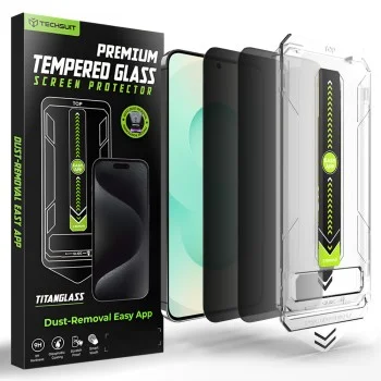 Протектор за Samsung Galaxy S25 Plus / Galaxy S24 Plus - Techsuit - [Съвместим с отключване с пръстов отпечатък] TitanGlass CrystalHD (2 броя) - Privacy