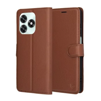 Калъф тефтер – Honor X5c Plus – Techsuit Leather Folio – Кафяв