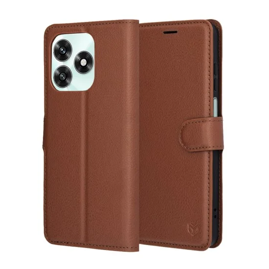Калъф тефтер – Honor X5c Plus – Techsuit Leather Folio – Кафяв