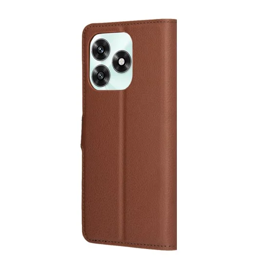 Калъф тефтер – Honor X5c Plus – Techsuit Leather Folio – Кафяв