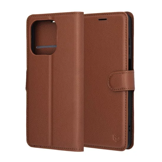 Калъф тефтер – Honor X5c Plus – Techsuit Leather Folio – Кафяв