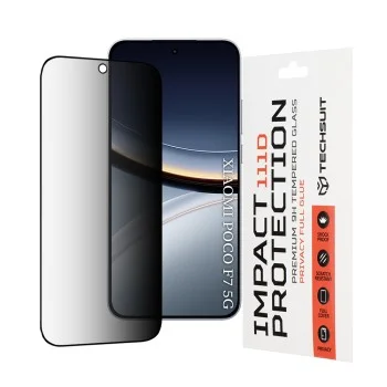 Стъклен протектор за Xiaomi Poco F7 - 111D Privacy Full Glue - Techsuit - Черен