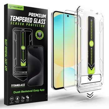Стъклен протектор Techsuit TitanGlass CrystalHD [съвместим с отключване с пръстов отпечатък] - Samsung Galaxy S24 FE / A56 5G - Прозрачен