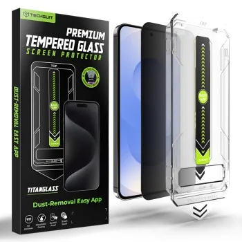 Протектор за Samsung Galaxy S25 / Galaxy S24 - Techsuit - [Съвместим с отключване с пръстов отпечатък] TitanGlass CrystalHD - Privacy