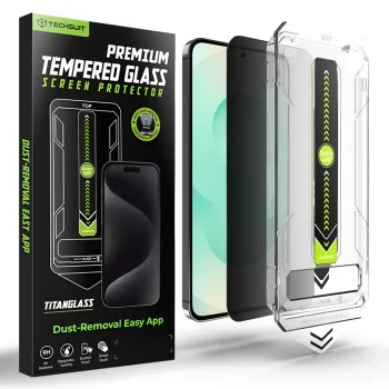 Протектор за Samsung Galaxy S25 Plus / Galaxy S24 Plus - Techsuit - [Съвместим с отключване с пръстов отпечатък] TitanGlass CrystalHD - Privacy
