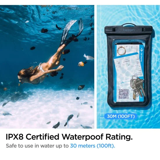 Универсален калъф за телефон (комплект от 2) - Spigen Waterproof Case A601 - Черен