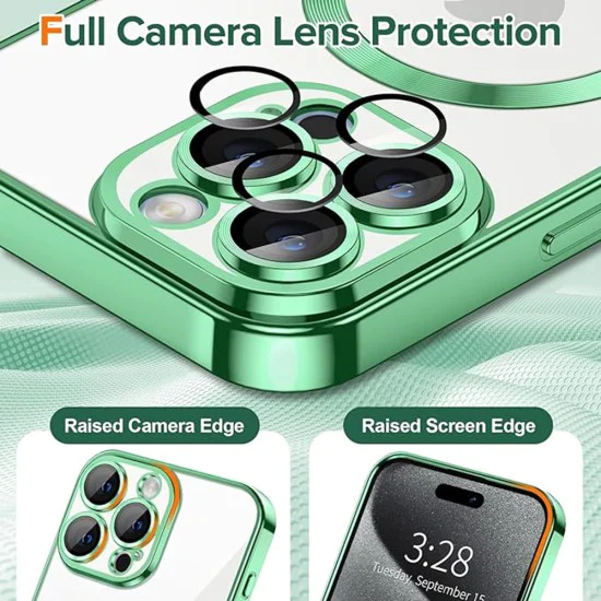 Калъф за iPhone 15 Pro Max - Luxury Crystal MagSafe - Light Green