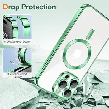 Калъф за iPhone 15 Pro Max - Luxury Crystal MagSafe - Light Green