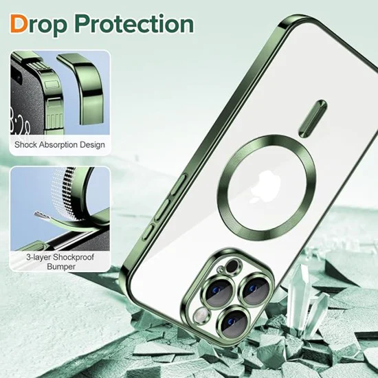 Калъф за iPhone 15 Pro Max - Luxury Crystal MagSafe - Deep Green