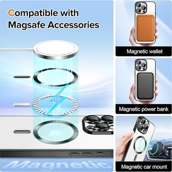 Калъф за iPhone 15 Pro - Luxury Crystal MagSafe - Черен