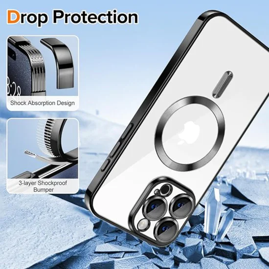 Калъф за iPhone 15 Pro - Luxury Crystal MagSafe - Черен