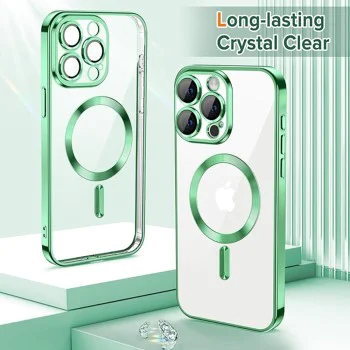 Калъф за iPhone 15 Pro - Luxury Crystal MagSafe - Light Green
