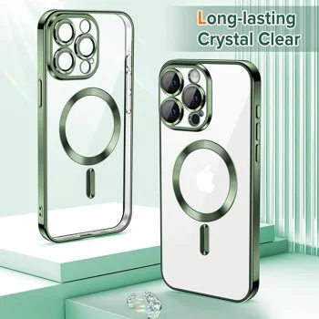 Калъф за iPhone 15 Pro - Luxury Crystal MagSafe - Deep Green