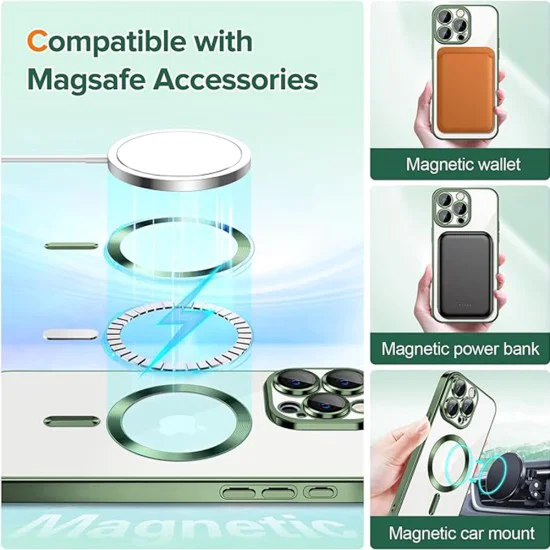 Калъф за iPhone 15 Pro - Luxury Crystal MagSafe - Deep Green