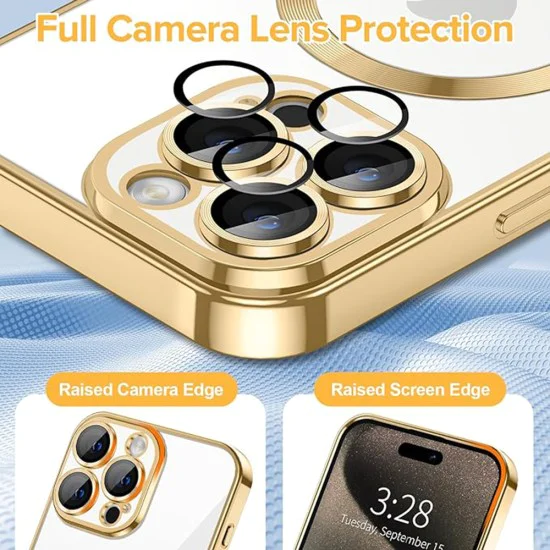 Калъф за iPhone 15 Pro - Luxury Crystal MagSafe - Златен