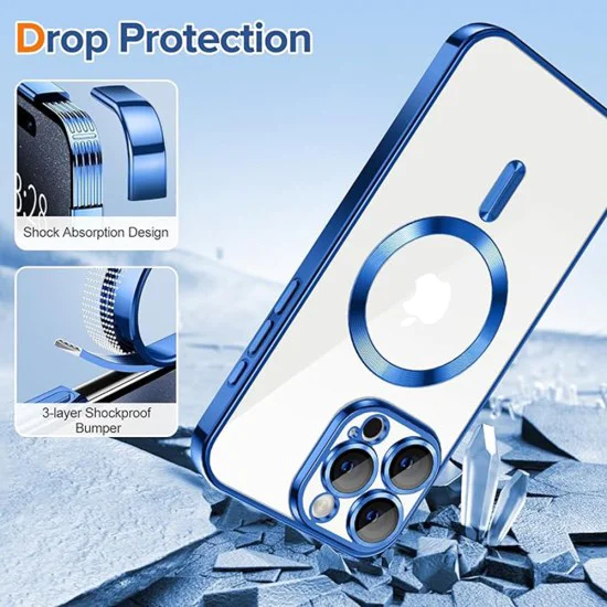 Калъф за iPhone 15 Pro - Luxury Crystal MagSafe - Deep Blue