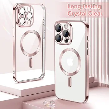 Калъф за iPhone 15 Pro - Luxury Crystal MagSafe - Розов