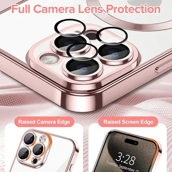 Калъф за iPhone 15 Pro - Luxury Crystal MagSafe - Розов
