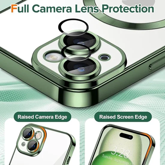 Калъф за iPhone 15 - Luxury Crystal MagSafe - Deep Green