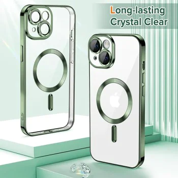 Калъф за iPhone 15 - Luxury Crystal MagSafe - Deep Green