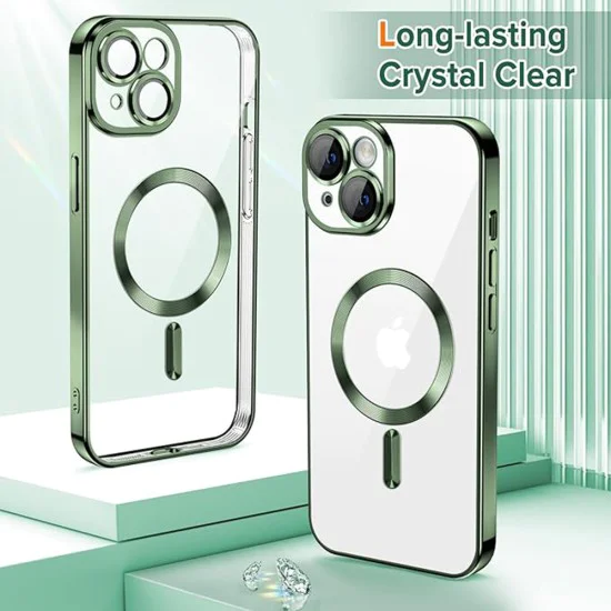 Калъф за iPhone 15 - Luxury Crystal MagSafe - Deep Green