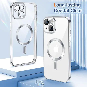 Калъф за iPhone 15 - Luxury Crystal MagSafe - Silver