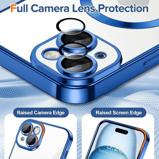 Калъф за iPhone 15 - Luxury Crystal MagSafe - Deep Blue