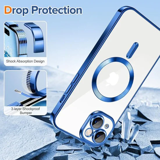 Калъф за iPhone 15 - Luxury Crystal MagSafe - Deep Blue