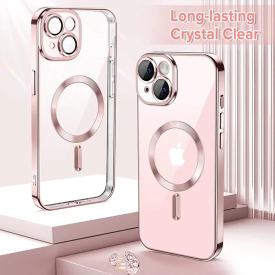 Калъф за iPhone 15 - Luxury Crystal MagSafe - Розов