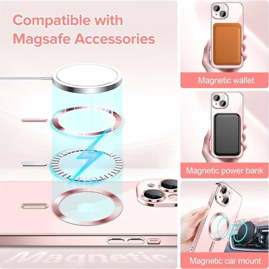 Калъф за iPhone 15 - Luxury Crystal MagSafe - Розов