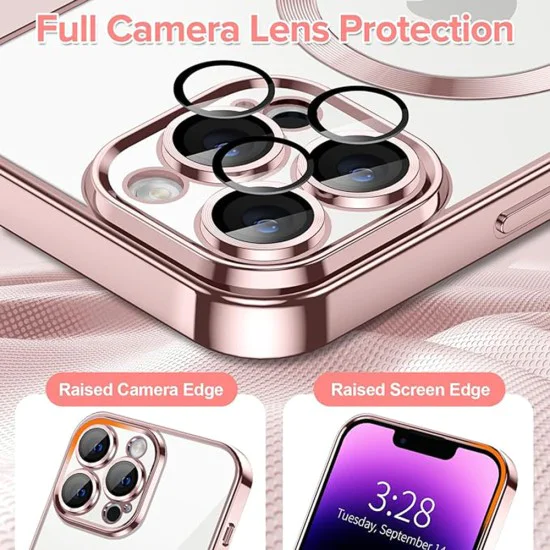 Калъф за iPhone 14 Pro Max - Luxury Crystal MagSafe - Розов