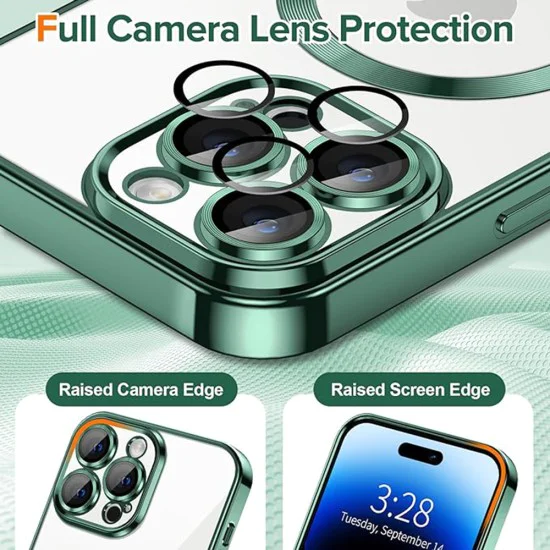 Калъф за iPhone 14 Pro - Luxury Crystal MagSafe - Deep Green