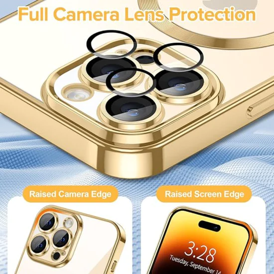Калъф за iPhone 14 Pro - Luxury Crystal MagSafe - Златен