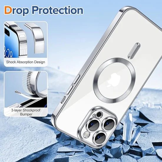 Калъф за iPhone 14 Pro - Luxury Crystal MagSafe - Сребрист