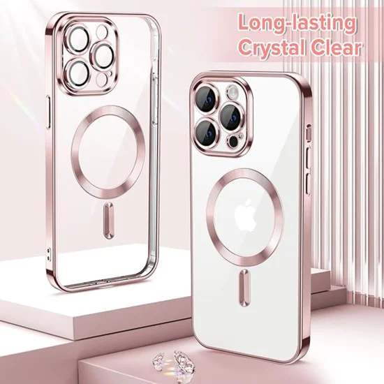 Калъф за iPhone 14 Pro - Luxury Crystal MagSafe - Розов