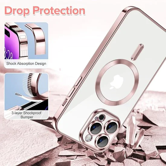 Калъф за iPhone 14 Pro - Luxury Crystal MagSafe - Розов