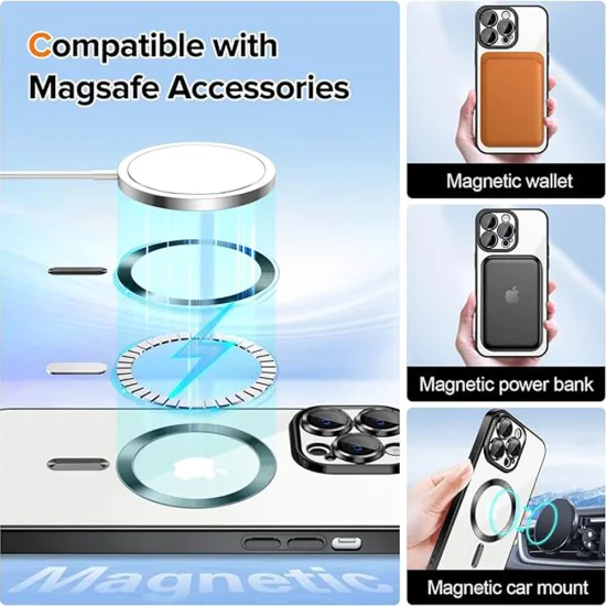 Калъф за iPhone 14 Pro - Luxury Crystal MagSafe - черен
