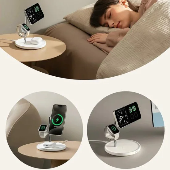 Захранваща станция за iPhone, AirPods Pro и iWatch, 15W + зарядно и Type-C кабел, 40W - Anker (B25M3321) - Бял