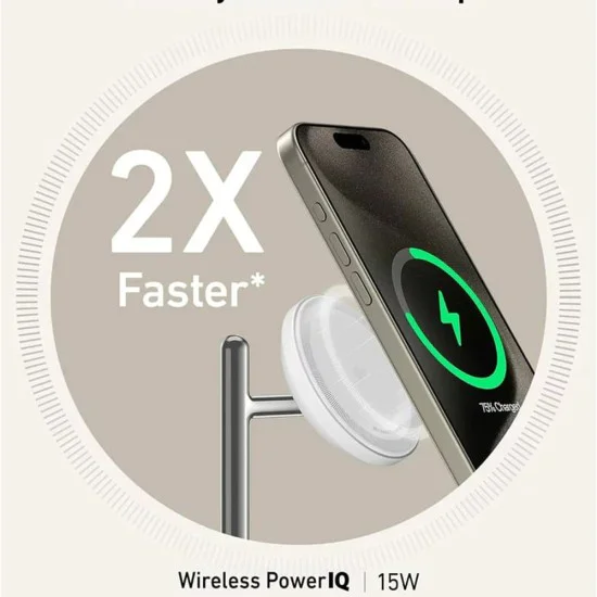 Захранваща станция за iPhone, AirPods Pro и iWatch, 15W + зарядно и Type-C кабел, 40W - Anker (B25M3321) - Бял