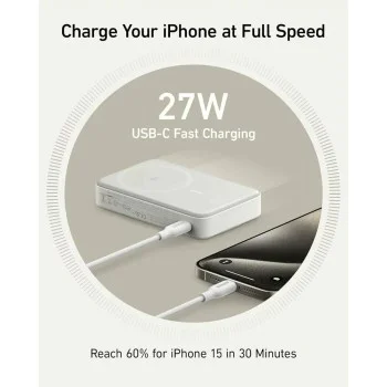Външна батерия за Apple, 10000mAh, 15W - Anker MagGo (A1654G21) - Бяла
