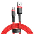 Baseus - Кабел за данни Cafule (CATKLF-A09) - USB към Type-C, 3A, 0,5 м - Червен