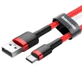 Baseus - Кабел за данни Cafule (CATKLF-A09) - USB към Type-C, 3A, 0,5 м - Червен
