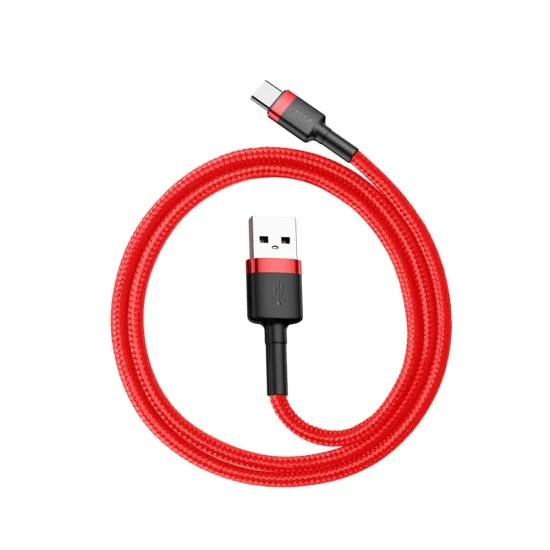 Baseus - Кабел за данни Cafule (CATKLF-A09) - USB към Type-C, 3A, 0,5 м - Червен