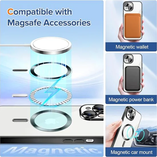 Калъф за iPhone 14 Plus - Luxury Crystal MagSafe - Черен