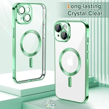 Калъф за iPhone 14 - Luxury Crystal MagSafe - Light Green