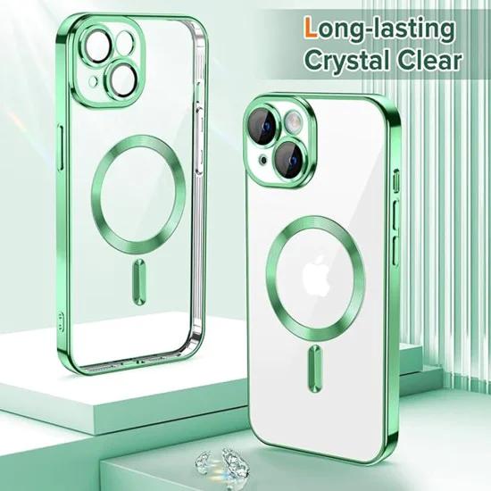 Калъф за iPhone 14 - Luxury Crystal MagSafe - Light Green