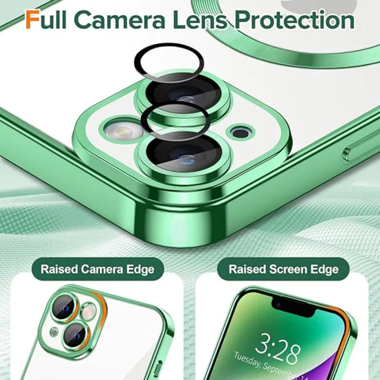 Калъф за iPhone 14 - Luxury Crystal MagSafe - Light Green