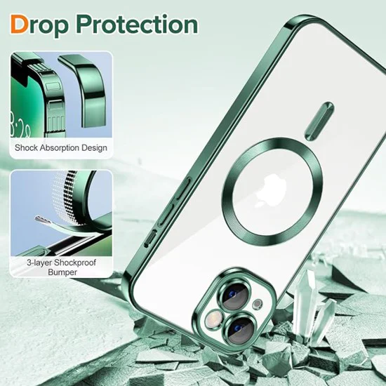 Калъф за iPhone 14 - Luxury Crystal MagSafe - Deep Green
