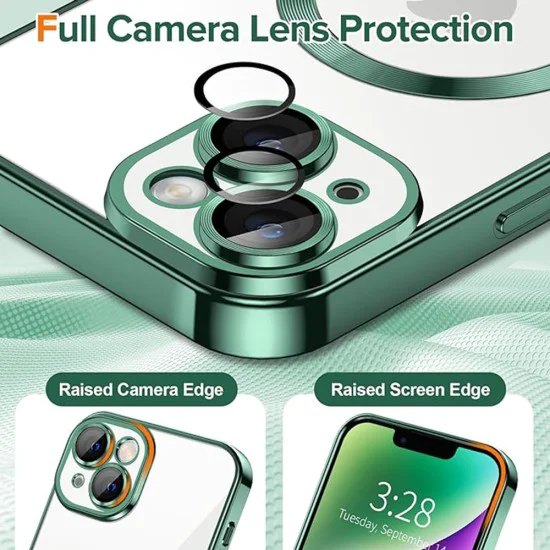 Калъф за iPhone 14 - Luxury Crystal MagSafe - Deep Green