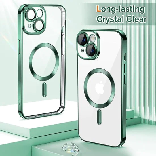 Калъф за iPhone 14 - Luxury Crystal MagSafe - Deep Green